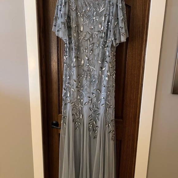 Elegant Gray Embellished Gown - Picture 1 of 6